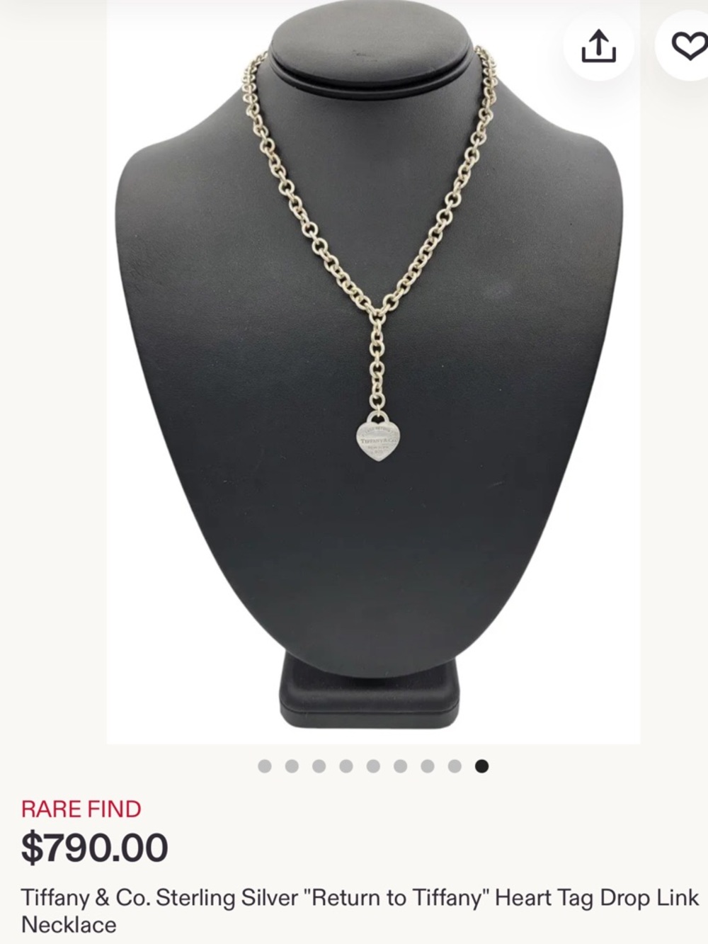 Tiffany & Co. Sterling Silver Heart Tag Lariat Necklace